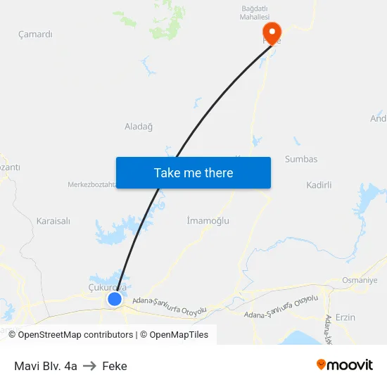 Mavi Blv. 4a to Feke map