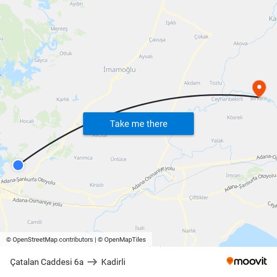 Çatalan Caddesi 6a to Kadirli map