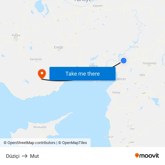 Düziçi to Mut map