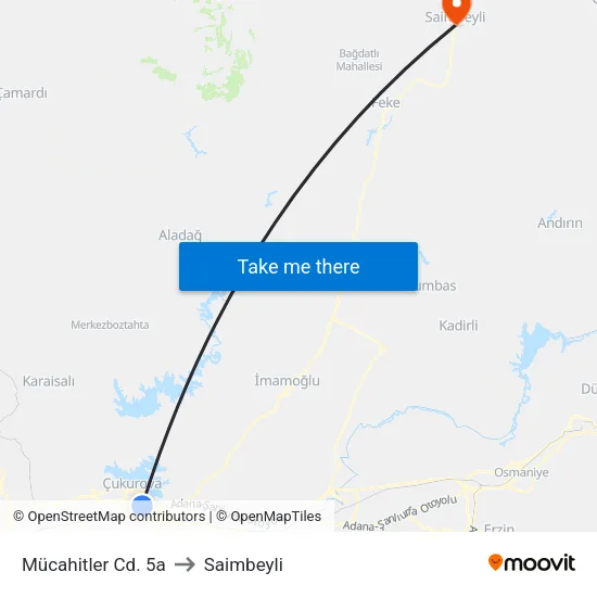Mücahitler Cd. 5a to Saimbeyli map