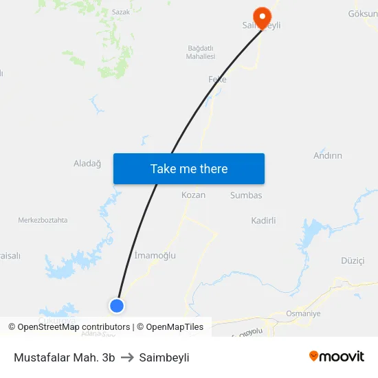Mustafalar Mah. 3b to Saimbeyli map