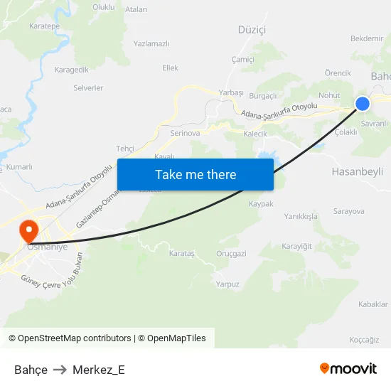 Bahçe to Merkez_E map