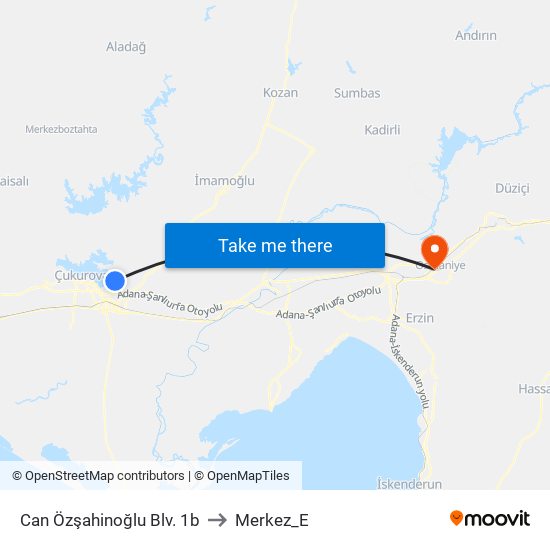 Can Özşahinoğlu Blv. 1b to Merkez_E map