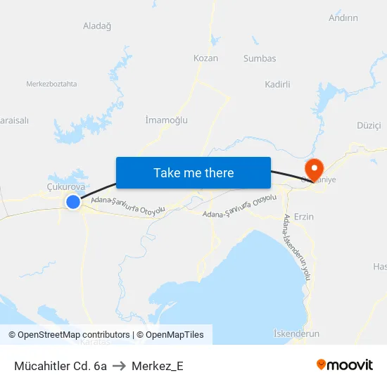 Mücahitler Cd. 6a to Merkez_E map