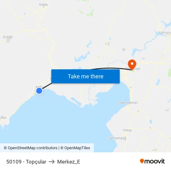 50109 - Topçular to Merkez_E map