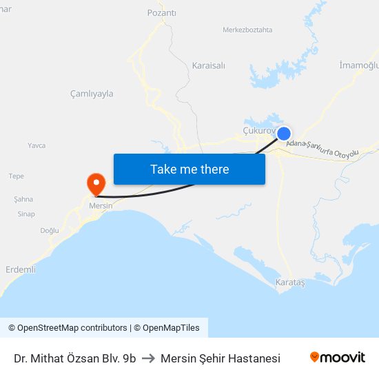 Dr. Mithat Özsan Blv. 9b to Mersin Şehir Hastanesi map