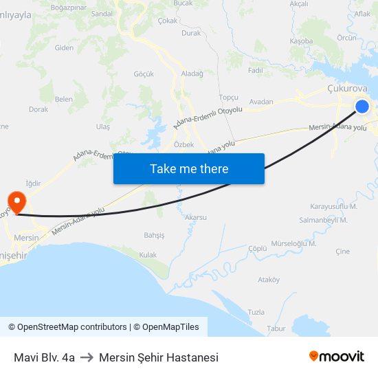 Mavi Blv. 4a to Mersin Şehir Hastanesi map