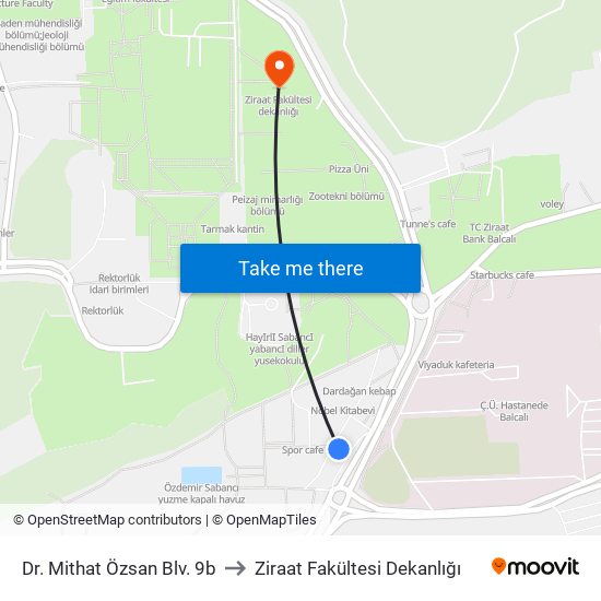 Dr. Mithat Özsan Blv. 9b to Ziraat Fakültesi Dekanlığı map