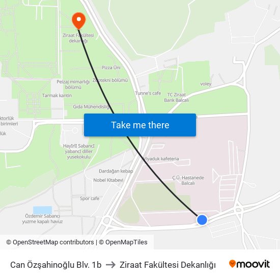 Can Özşahinoğlu Blv. 1b to Ziraat Fakültesi Dekanlığı map