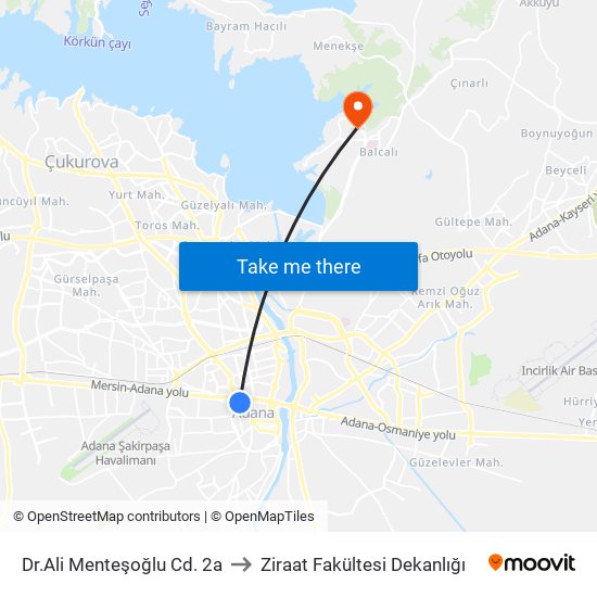 Dr.Ali Menteşoğlu Cd. 2a to Ziraat Fakültesi Dekanlığı map