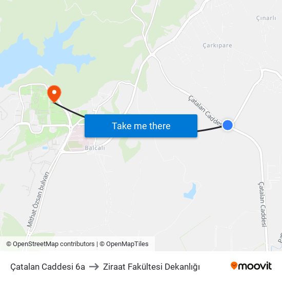 Çatalan Caddesi 6a to Ziraat Fakültesi Dekanlığı map