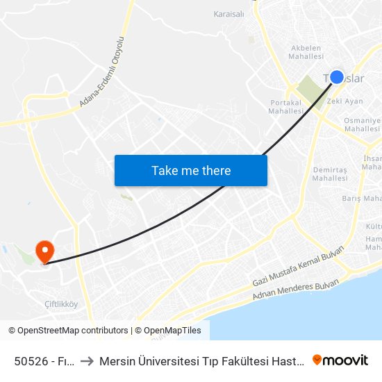 50526 - Fırın to Mersin Üniversitesi Tıp Fakültesi Hastanesi map