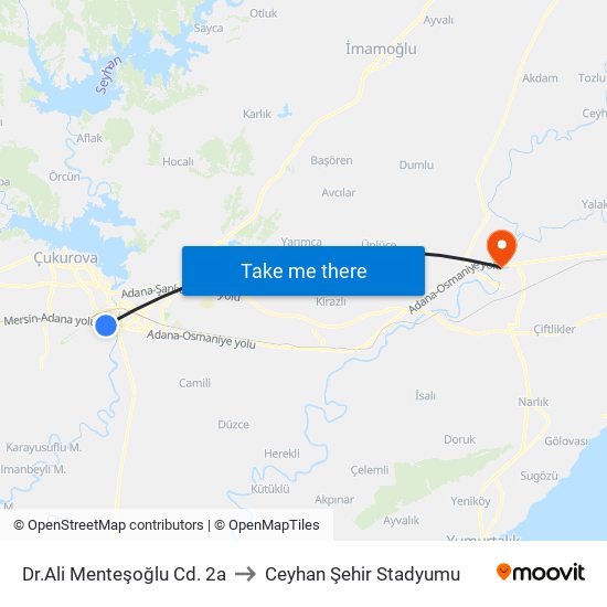 Dr.Ali Menteşoğlu Cd. 2a to Ceyhan Şehir Stadyumu map