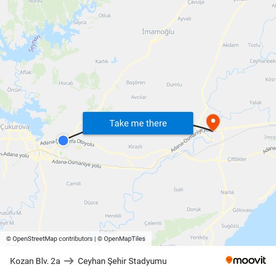 Kozan Blv. 2a to Ceyhan Şehir Stadyumu map