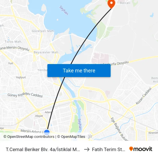T.Cemal Beriker Blv. 4a/İstiklal Metro to Fatih Terim Stadi map