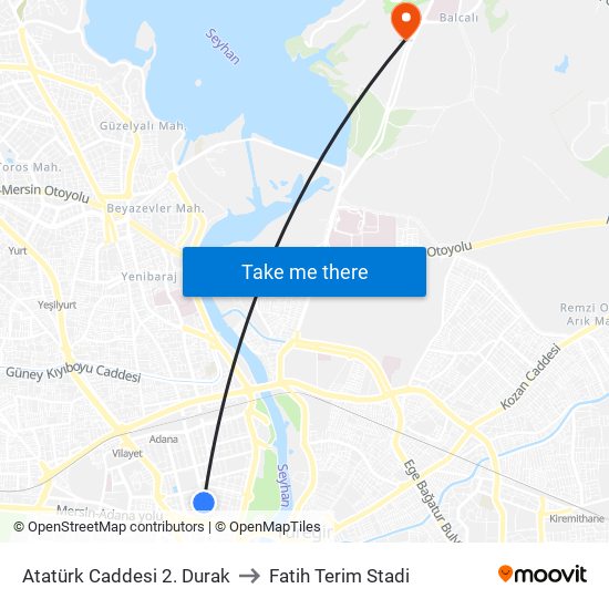 Atatürk Caddesi 2. Durak to Fatih Terim Stadi map