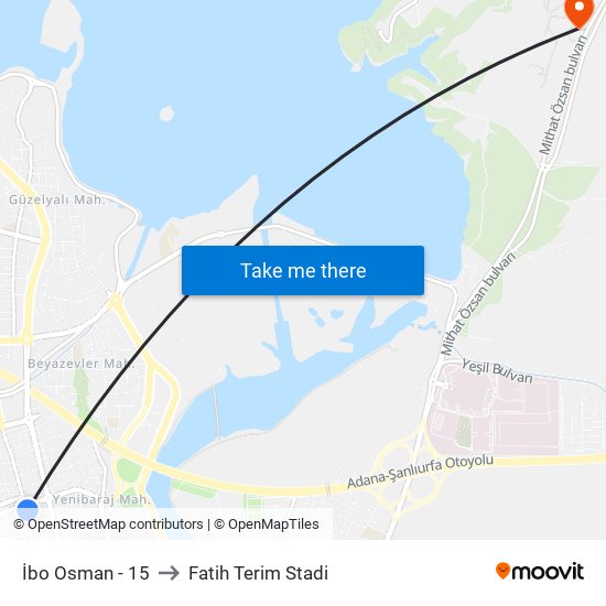İbo Osman - 15 to Fatih Terim Stadi map