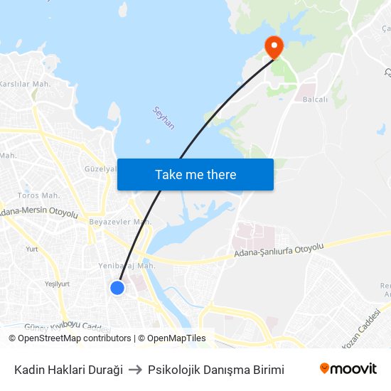 Kadin Haklari Duraği to Psikolojik Danışma Birimi map