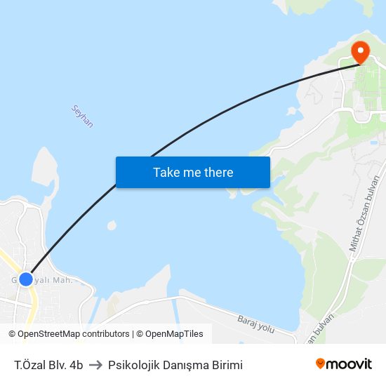 T.Özal Blv. 4b to Psikolojik Danışma Birimi map