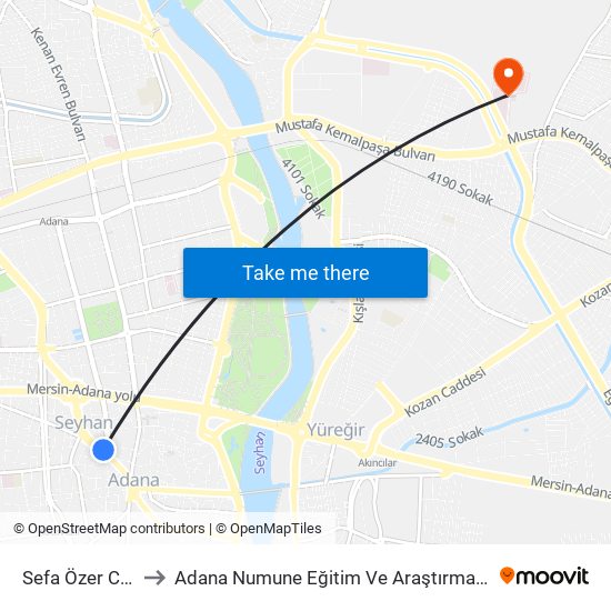 Sefa Özer Cd. 1b to Adana Numune Eğitim Ve Araştırma Hastanesi map