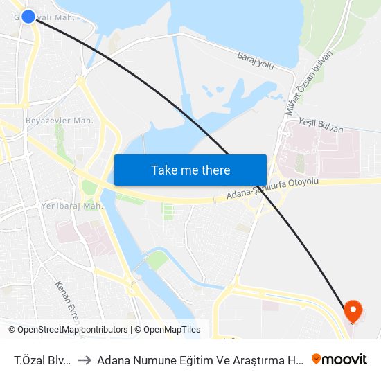 T.Özal Blv. 4b to Adana Numune Eğitim Ve Araştırma Hastanesi map