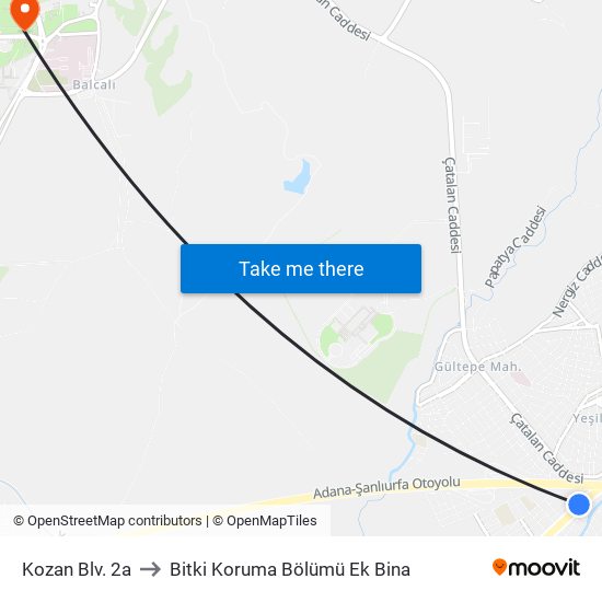 Kozan Blv. 2a to Bitki Koruma Bölümü Ek Bina map