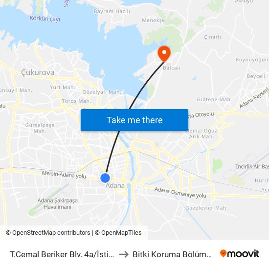 T.Cemal Beriker Blv. 4a/İstiklal Metro to Bitki Koruma Bölümü Ek Bina map