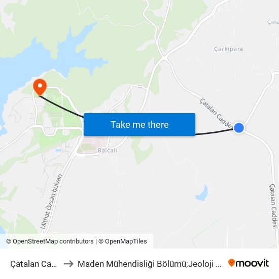 Çatalan Caddesi 6a to Maden Mühendisliği Bölümü;Jeoloji Mühendisliği Bölümü map