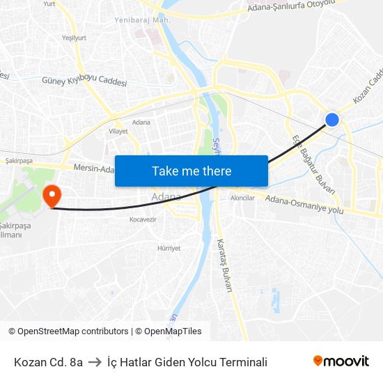 Kozan Cd. 8a to İç Hatlar Giden Yolcu Terminali map