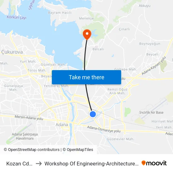 Kozan Cd. 5a to Workshop Of Engineering-Architecture Faculty map