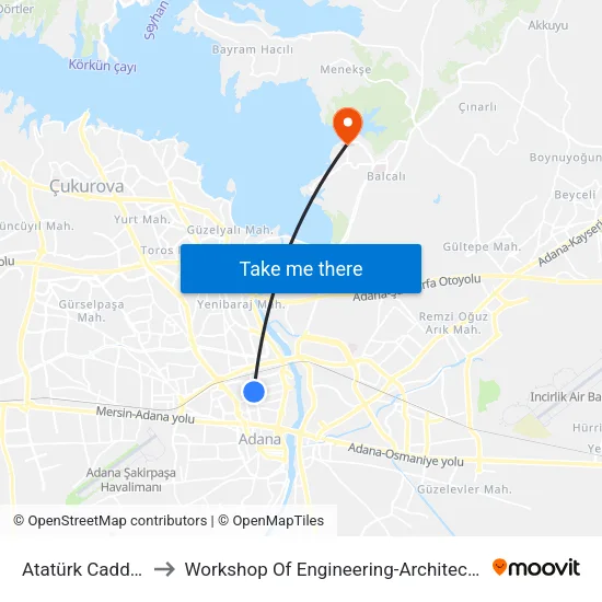 Atatürk Caddesi 4a to Workshop Of Engineering-Architecture Faculty map