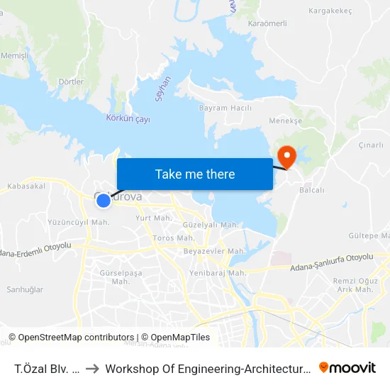 T.Özal Blv. 18b to Workshop Of Engineering-Architecture Faculty map