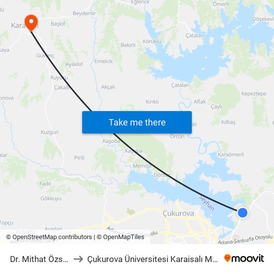 Dr. Mithat Özsan Blv. 9b to Çukurova Üniversitesi Karaisalı Meslek Yüksek Okulu map