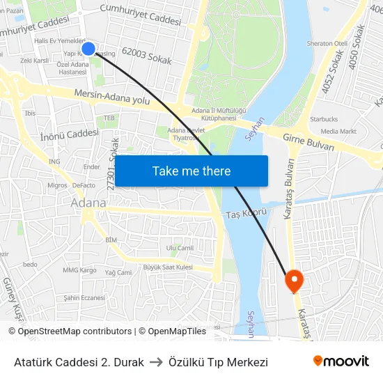 Atatürk Caddesi 2. Durak to Özülkü Tıp Merkezi map