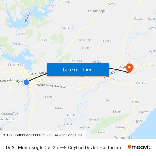 Dr.Ali Menteşoğlu Cd. 2a to Ceyhan Devlet Hastanesi map