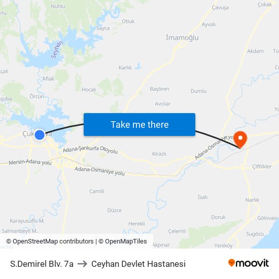 S.Demirel Blv. 7a to Ceyhan Devlet Hastanesi map