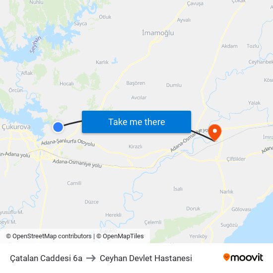 Çatalan Caddesi 6a to Ceyhan Devlet Hastanesi map