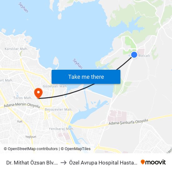 Dr. Mithat Özsan Blv. 9b to Özel Avrupa Hospital Hastanesi map