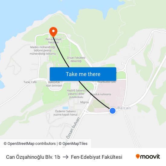 Can Özşahinoğlu Blv. 1b to Fen-Edebiyat Fakültesi map