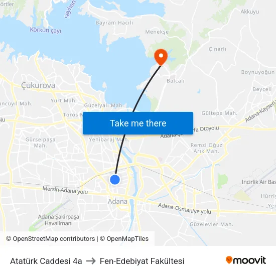 Atatürk Caddesi 4a to Fen-Edebiyat Fakültesi map