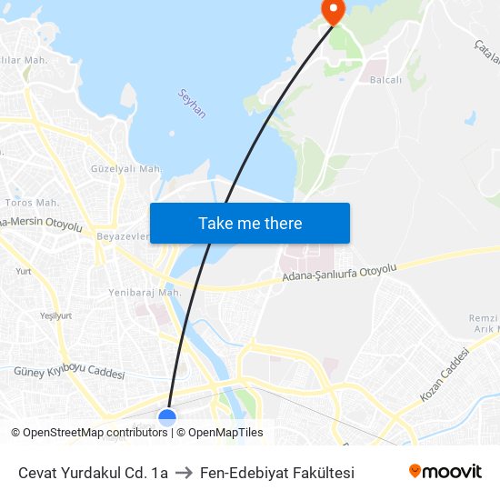 Cevat Yurdakul Cd. 1a to Fen-Edebiyat Fakültesi map