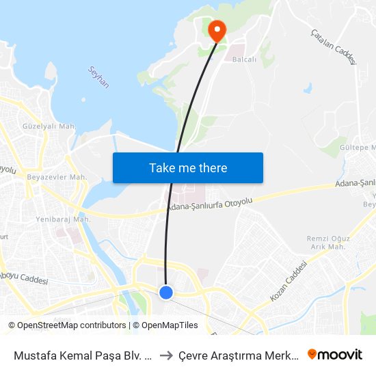 Mustafa Kemal Paşa Blv. 9b to Çevre Araştırma Merkezi map