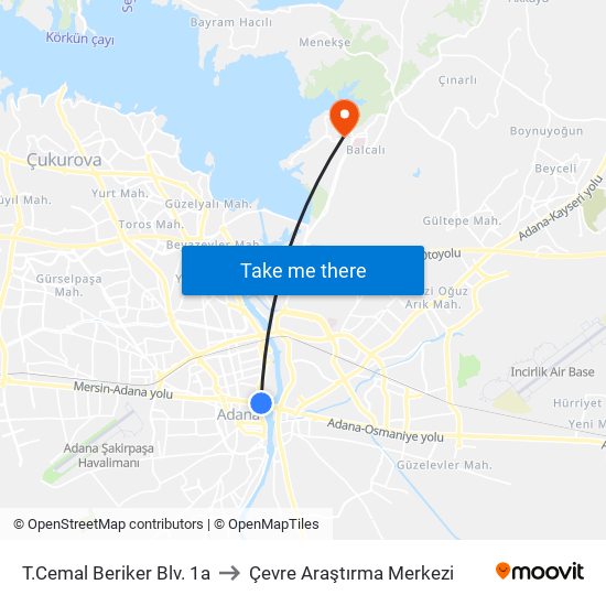 T.Cemal Beriker Blv. 1a to Çevre Araştırma Merkezi map