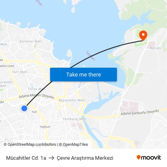 Mücahitler Cd. 1a to Çevre Araştırma Merkezi map