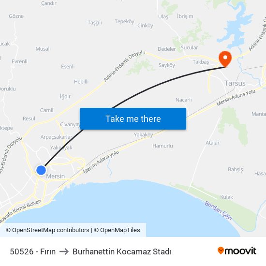 50526 - Fırın to Burhanettin Kocamaz Stadı map