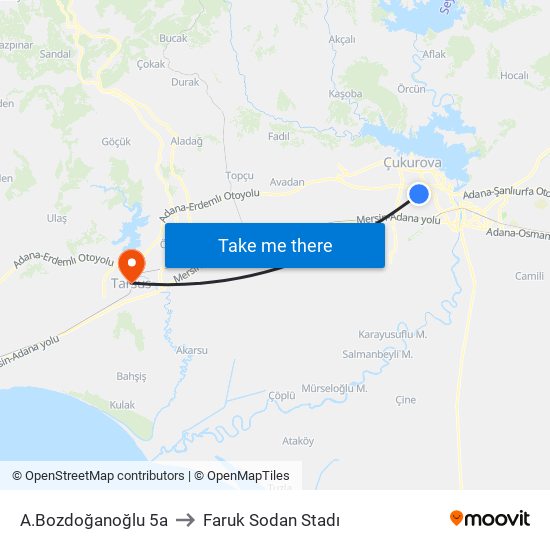 A.Bozdoğanoğlu 5a to Faruk Sodan Stadı map