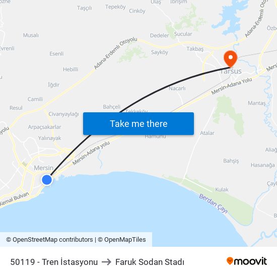 50119 - Tren İstasyonu to Faruk Sodan Stadı map