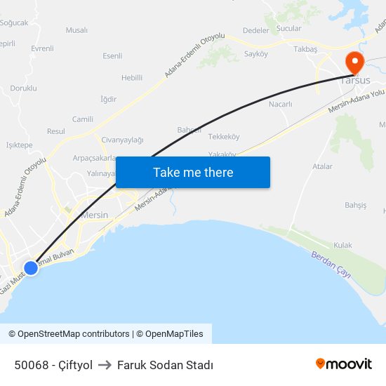 50068 - Çiftyol to Faruk Sodan Stadı map