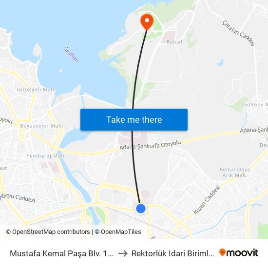 Mustafa Kemal Paşa Blv. 11b to Rektorlük Idari Birimleri map