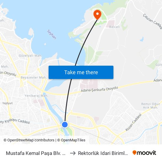 Mustafa Kemal Paşa Blv. 7b to Rektorlük Idari Birimleri map